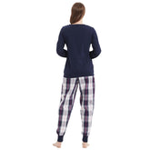 Lightweight Plaid Women's Pajama Set Joggers Pure Cotton